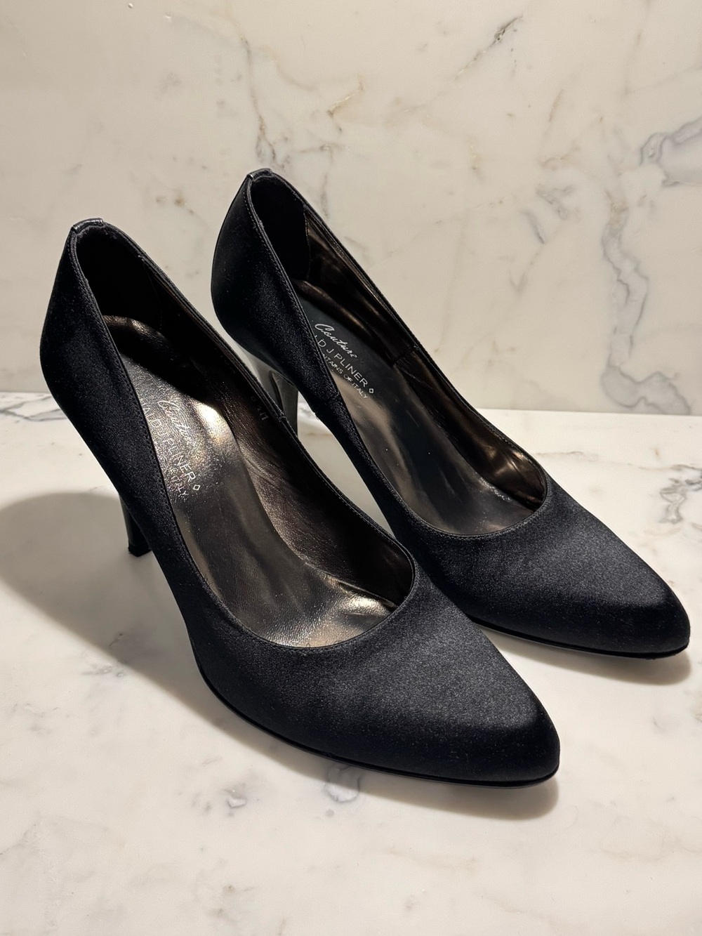 Donald J Pliner Black Satin Heels